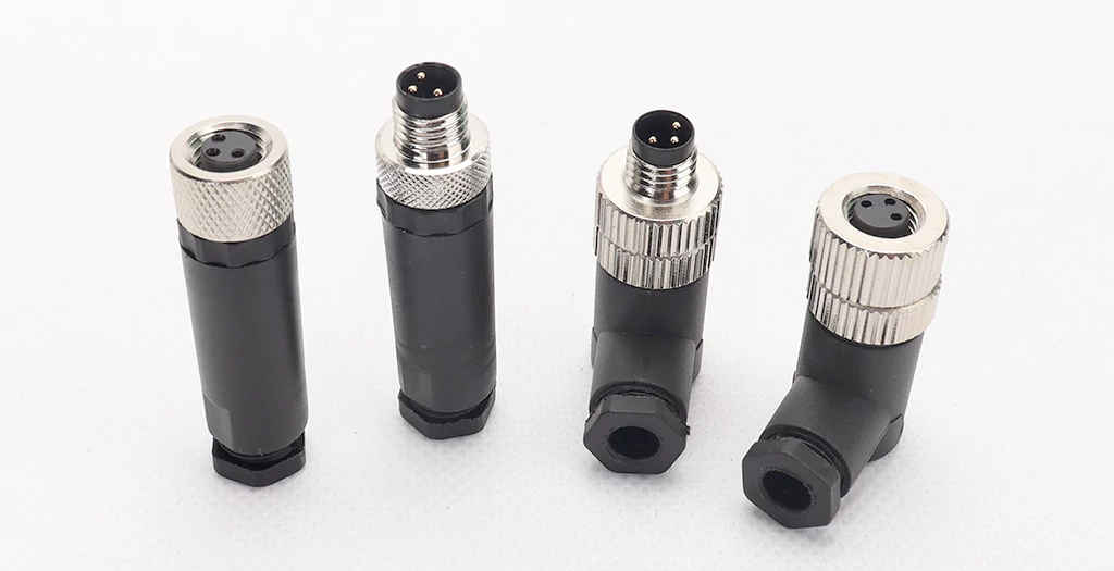 M8现场组装式连接器公母头便携式3/4/5/6/8针现场接线插头插孔 