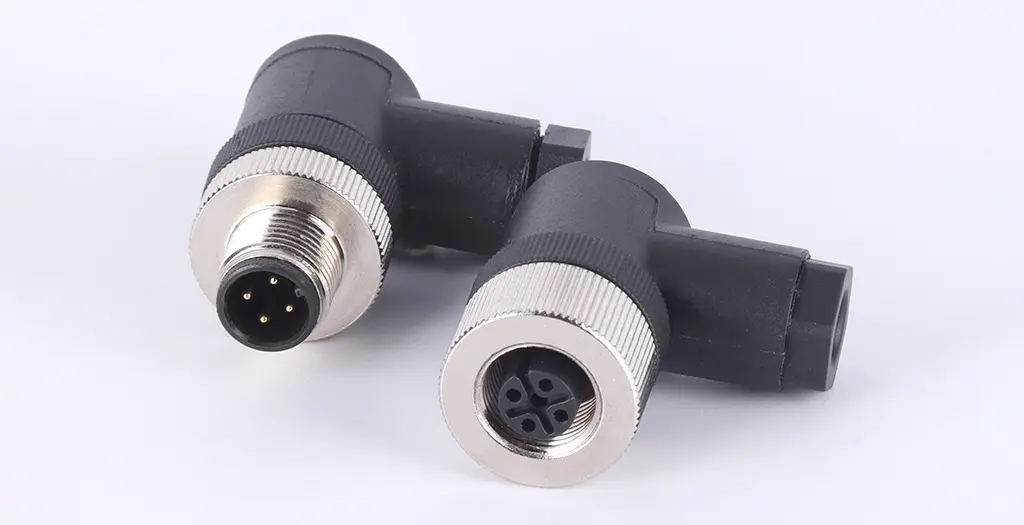 4芯5针8孔12p组装式航空插头m12直弯公母现场接线头4p防水连接器